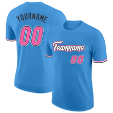 Load image into Gallery viewer, Custom Powder Blue Pink-Black Performance T-Shirt