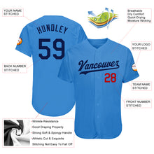 Load image into Gallery viewer, Custom Powder Blue Navy-Red Authentic Baseball Jersey