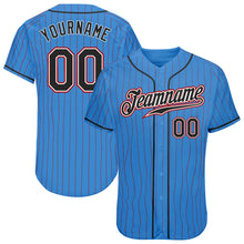 Load image into Gallery viewer, Custom Powder Blue Red Pinstripe Black-White Authentic Baseball Jersey
