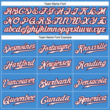 Load image into Gallery viewer, Custom Powder Blue Red Pinstripe White-Navy Authentic Baseball Jersey