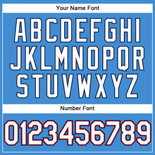 Load image into Gallery viewer, Custom Powder Blue Red Pinstripe White-Navy Authentic Baseball Jersey