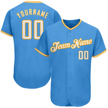 Load image into Gallery viewer, Custom Powder Blue White-Gold Authentic Baseball Jersey