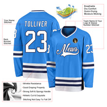 Load image into Gallery viewer, Custom Powder Blue White-Navy Hockey Jersey