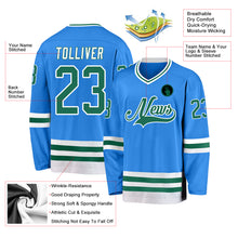 Load image into Gallery viewer, Custom Powder Blue Kelly Green-White Hockey Jersey