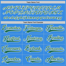 Load image into Gallery viewer, Custom Powder Blue Kelly Green-White Hockey Jersey