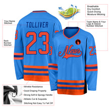 Load image into Gallery viewer, Custom Powder Blue Orange-Royal Hockey Jersey