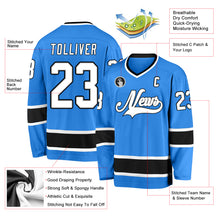 Load image into Gallery viewer, Custom Powder Blue White-Black Hockey Jersey