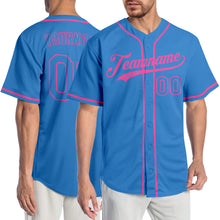 Load image into Gallery viewer, Custom Powder Blue Powder Blue-Pink Authentic Baseball Jersey