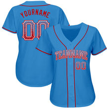 Load image into Gallery viewer, Custom Powder Blue Red-White Authentic Drift Fashion Baseball Jersey