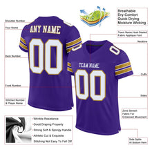 Load image into Gallery viewer, Custom Purple White-Old Gold Mesh Authentic Football Jersey - Fcustom