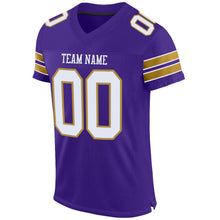 Load image into Gallery viewer, Custom Purple White-Old Gold Mesh Authentic Football Jersey - Fcustom