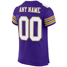 Load image into Gallery viewer, Custom Purple White-Old Gold Mesh Authentic Football Jersey - Fcustom