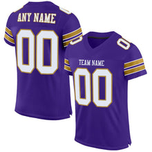 Load image into Gallery viewer, Custom Purple White-Old Gold Mesh Authentic Football Jersey - Fcustom