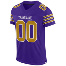 Load image into Gallery viewer, Custom Purple Old Gold-White Mesh Authentic Football Jersey - Fcustom
