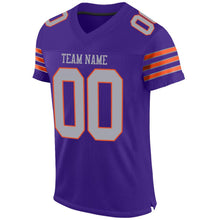 Load image into Gallery viewer, Custom Purple Gray-Orange Mesh Authentic Football Jersey - Fcustom