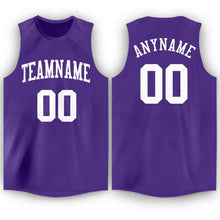 Load image into Gallery viewer, Custom Purple White Round Neck Basketball Jersey - Fcustom