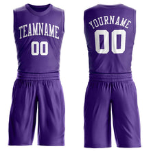 Load image into Gallery viewer, Custom Purple White Round Neck Suit Basketball Jersey - Fcustom