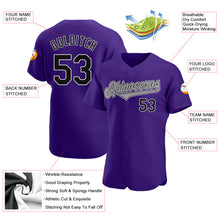 Load image into Gallery viewer, Custom Purple Black-Gray Authentic Baseball Jersey