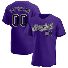 Load image into Gallery viewer, Custom Purple Black-Gray Authentic Baseball Jersey