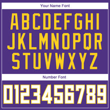 Load image into Gallery viewer, Custom Purple White-Gold Round Neck Rib-Knit Basketball Jersey