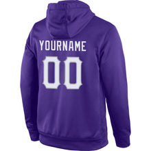 Load image into Gallery viewer, Custom Stitched Purple White-Gray Sports Pullover Sweatshirt Hoodie
