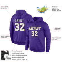 Load image into Gallery viewer, Custom Stitched Purple White-Old Gold Sports Pullover Sweatshirt Hoodie