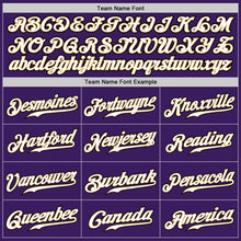 Load image into Gallery viewer, Custom Purple White-Old Gold Authentic Baseball Jersey
