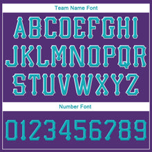 Load image into Gallery viewer, Custom Purple Aqua-White Stitched Adjustable Snapback Hat