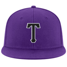 Load image into Gallery viewer, Custom Purple Black-White Stitched Adjustable Snapback Hat