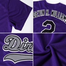 Load image into Gallery viewer, Custom Purple White-Gray Authentic Throwback Rib-Knit Baseball Jersey Shirt