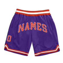 Load image into Gallery viewer, Custom Purple Orange-Gray Authentic Throwback Basketball Shorts