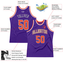 Load image into Gallery viewer, Custom Purple Orange-Gray Authentic Throwback Basketball Jersey