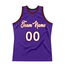 Load image into Gallery viewer, Custom Purple White-Red Authentic Throwback Basketball Jersey