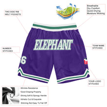 Load image into Gallery viewer, Custom Purple White-Kelly Green Authentic Throwback Basketball Shorts