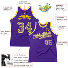Load image into Gallery viewer, Custom Purple Camo-Gold Authentic Throwback Basketball Jersey