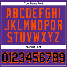 Load image into Gallery viewer, Custom Purple Black Pinstripe Black-Orange Authentic Baseball Jersey
