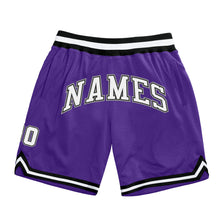 Load image into Gallery viewer, Custom Purple White-Black Authentic Throwback Basketball Shorts