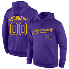 Load image into Gallery viewer, Custom Stitched Purple Purple-Gold Sports Pullover Sweatshirt Hoodie