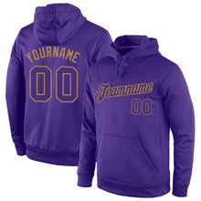 Load image into Gallery viewer, Custom Stitched Purple Purple-Old Gold Sports Pullover Sweatshirt Hoodie
