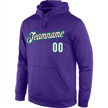 Load image into Gallery viewer, Custom Stitched Purple White-Aqua Sports Pullover Sweatshirt Hoodie