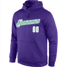 Load image into Gallery viewer, Custom Stitched Purple White-Kelly Green Sports Pullover Sweatshirt Hoodie