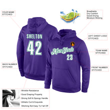 Load image into Gallery viewer, Custom Stitched Purple White-Kelly Green Sports Pullover Sweatshirt Hoodie