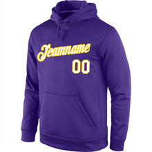 Load image into Gallery viewer, Custom Stitched Purple White-Gold Sports Pullover Sweatshirt Hoodie