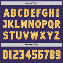 Load image into Gallery viewer, Custom Purple Gold-White Hockey Jersey