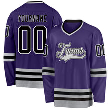 Load image into Gallery viewer, Custom Purple Black-Gray Hockey Jersey