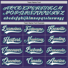 Load image into Gallery viewer, Custom Purple White-Teal Hockey Jersey