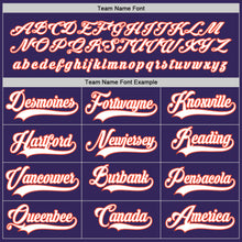 Load image into Gallery viewer, Custom Purple White-Orange Hockey Jersey