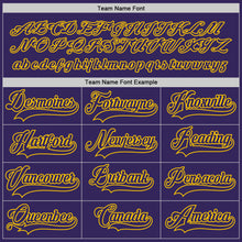Load image into Gallery viewer, Custom Purple Purple-Gold Hockey Jersey