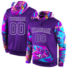 Load image into Gallery viewer, Custom Stitched Purple Purple-White 3D Pattern Design Sports Pullover Sweatshirt Hoodie