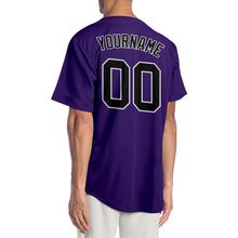 Load image into Gallery viewer, Custom Purple Black-Gray Authentic Baseball Jersey